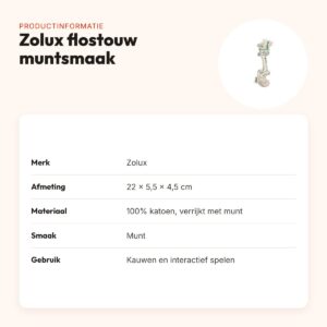 Zolux flostouw met muntsmaak 22 cm – katoenen kauwtouw voor honden – productinformatie