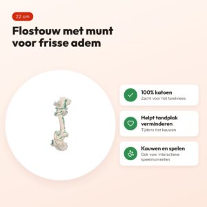 Zolux flostouw met muntsmaak 22 cm – katoenen kauwtouw voor honden – voordelen