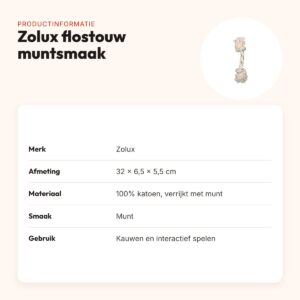 Zolux flostouw met muntsmaak 32 cm – katoenen kauwtouw voor honden – productinformatie