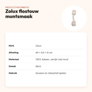 Zolux flostouw met muntsmaak 40 cm – katoenen kauwtouw voor honden – productinformatie