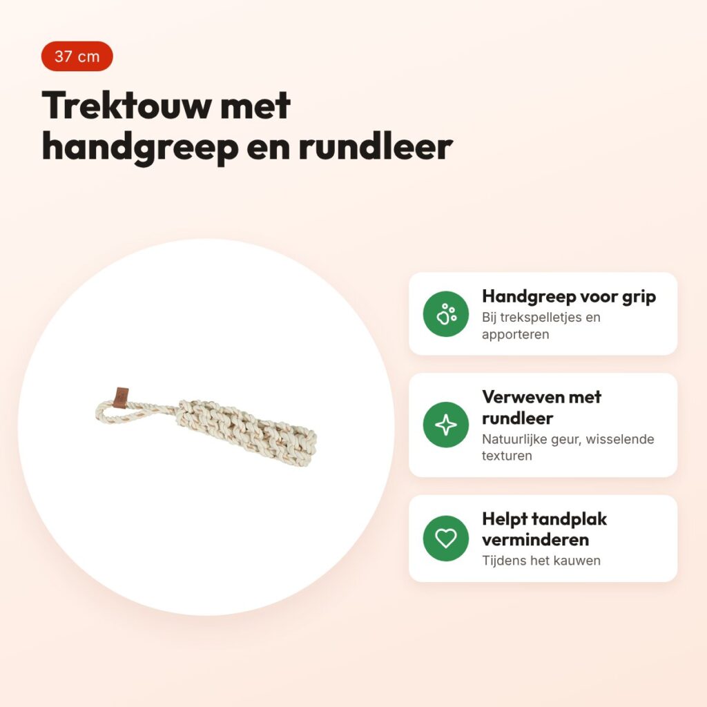 Zolux flostouw stam met greep Leather Touch 37 cm – katoen en rundleer – voordelen