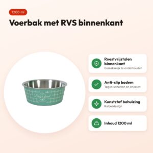 Zolux Food voerbak groen 1200 ml – RVS binnenkant, voor honden – voordelen