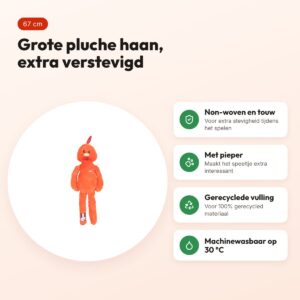 Zolux Furry Farm haan Brock pluche met touw oranje 67 cm – hondenspeeltje – voordelen