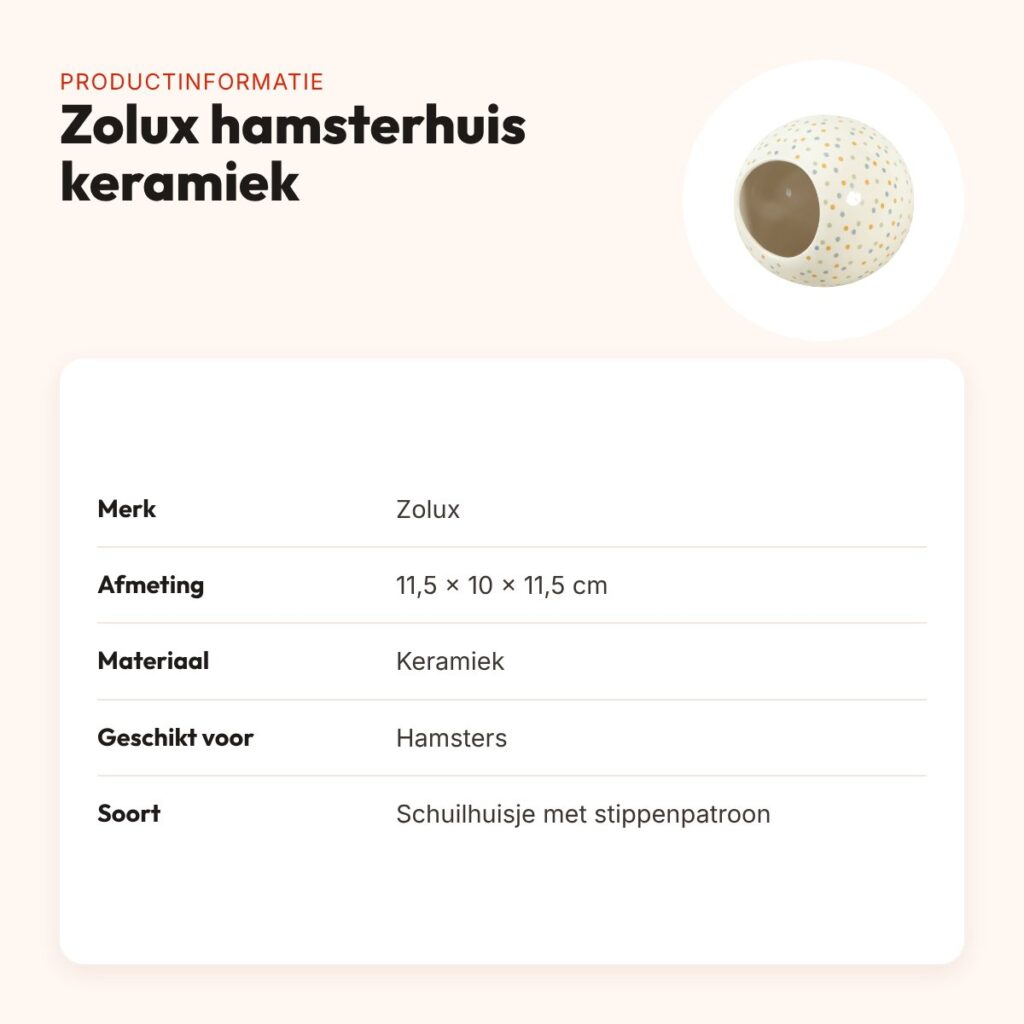 Zolux hamsterhuis van keramiek gestipt 11,5 x 10 x 11,5 cm – productinformatie