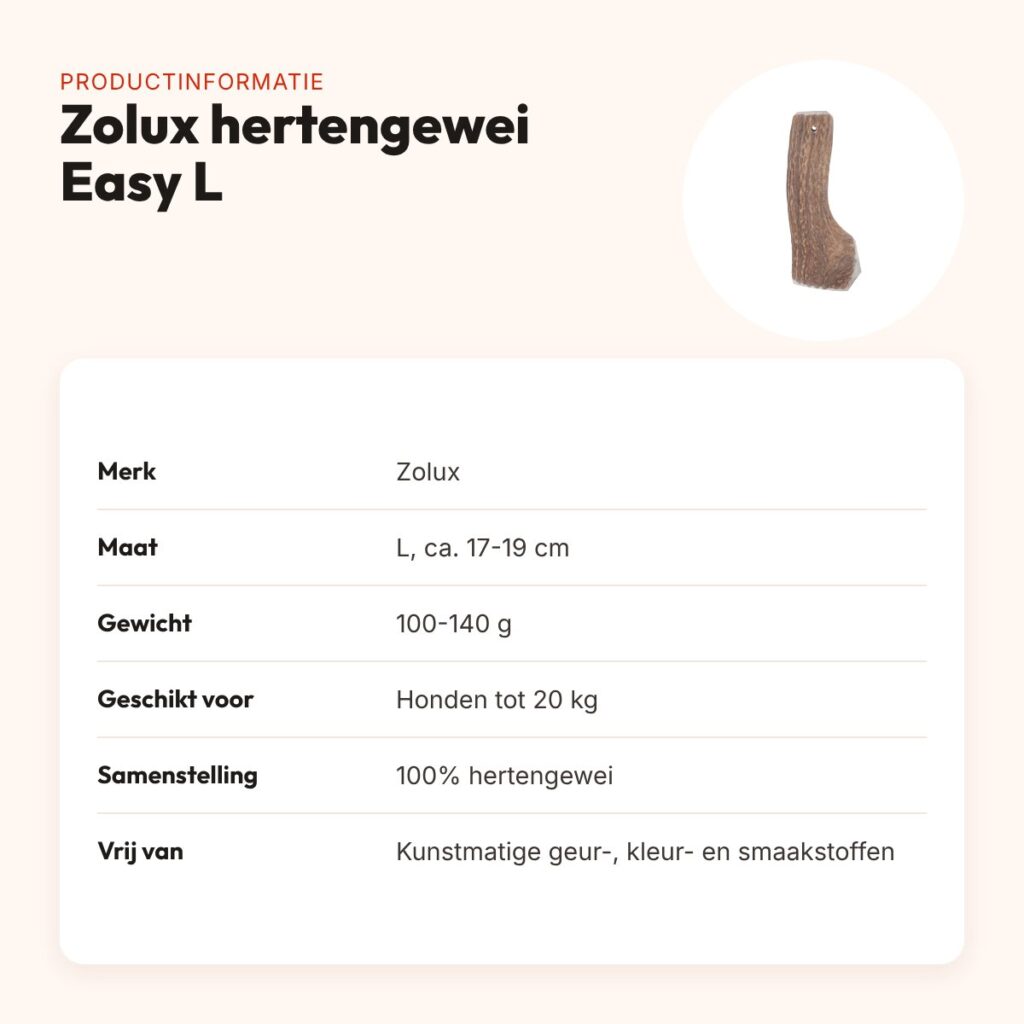 Zolux hertengewei Easy doorgesneden maat L – kauwsnack voor honden – productinformatie