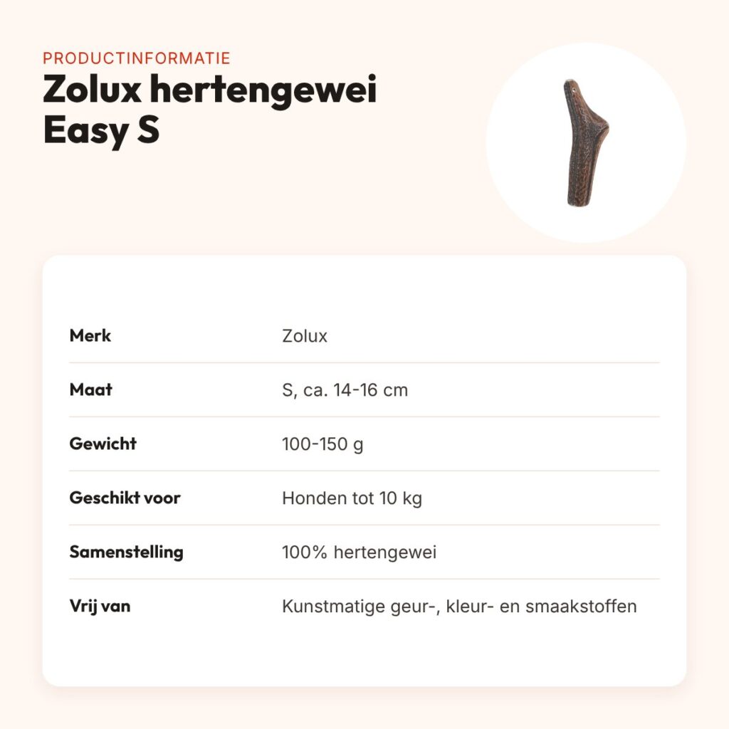 Zolux hertengewei Easy doorgesneden maat S – voor honden tot 10 kg – productinformatie
