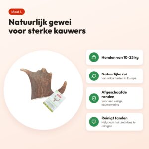 Zolux hertengewei Easy maat L – kauwsnack voor honden van 10-25 kg – voordelen