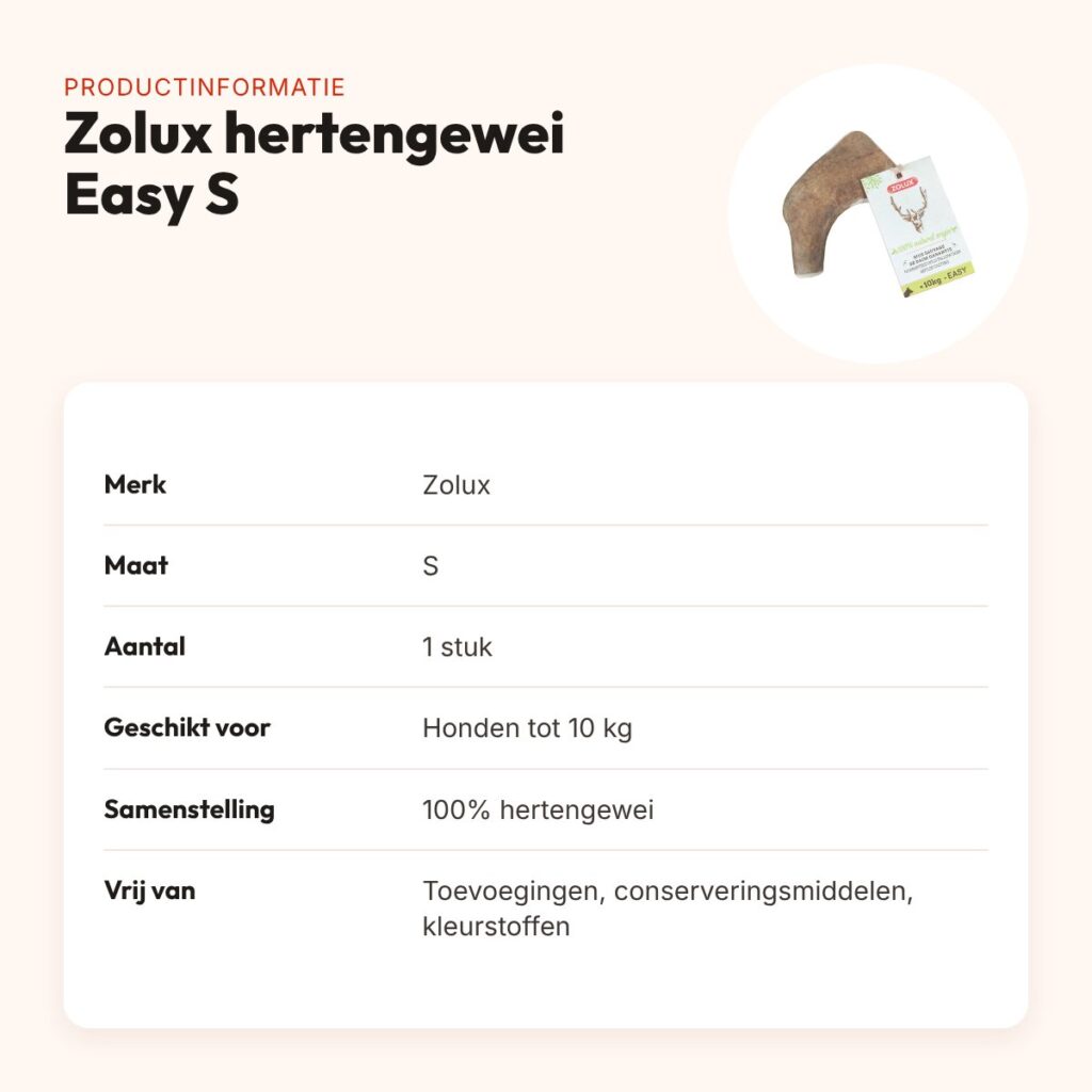 Zolux hertengewei Easy maat S – kauwsnack voor honden tot 10 kg – productinformatie
