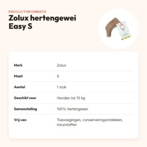 Zolux hertengewei Easy maat S – kauwsnack voor honden tot 10 kg – productinformatie
