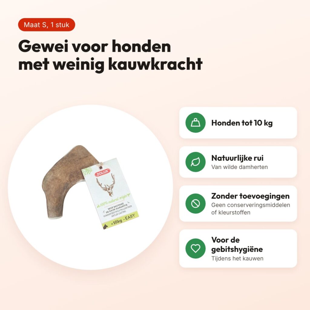 Zolux hertengewei Easy maat S – kauwsnack voor honden tot 10 kg – voordelen