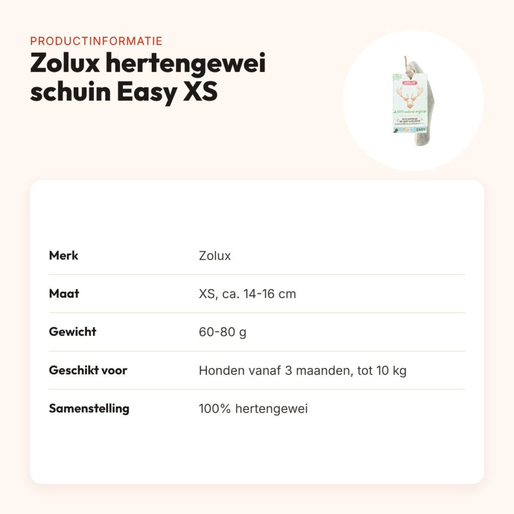 Zolux hertengewei Easy schuin gesneden maat XS – honden tot 10 kg – productinformatie