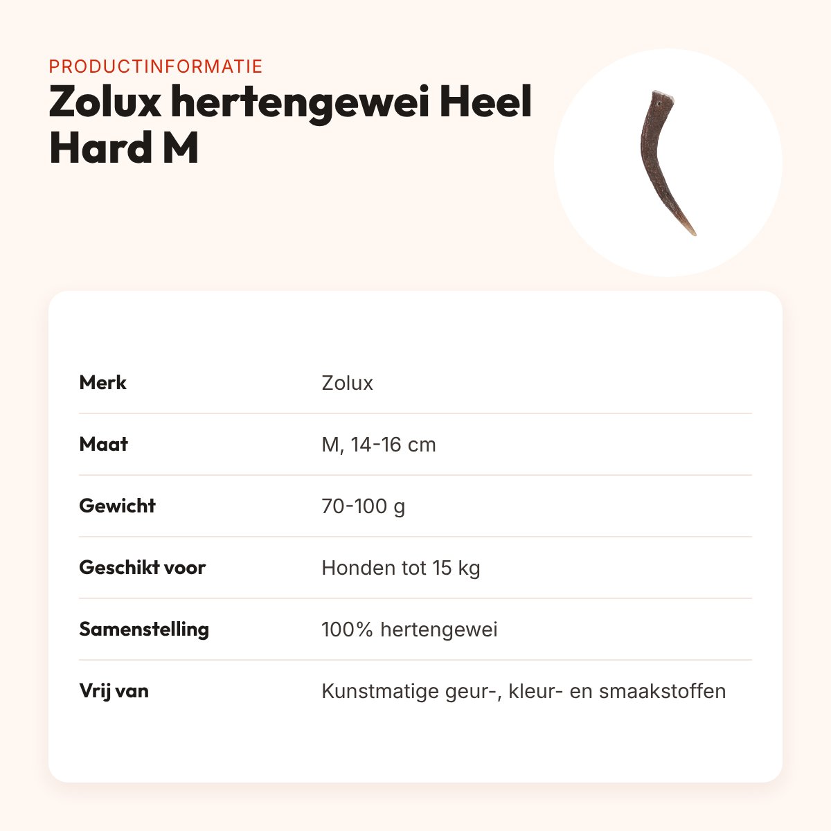 Zolux hertengewei Heel Hard maat M – extra harde kauwsnack voor honden – productinformatie