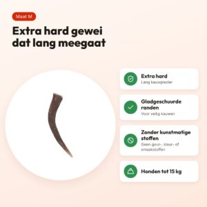 Zolux hertengewei Heel Hard maat M – extra harde kauwsnack voor honden – voordelen