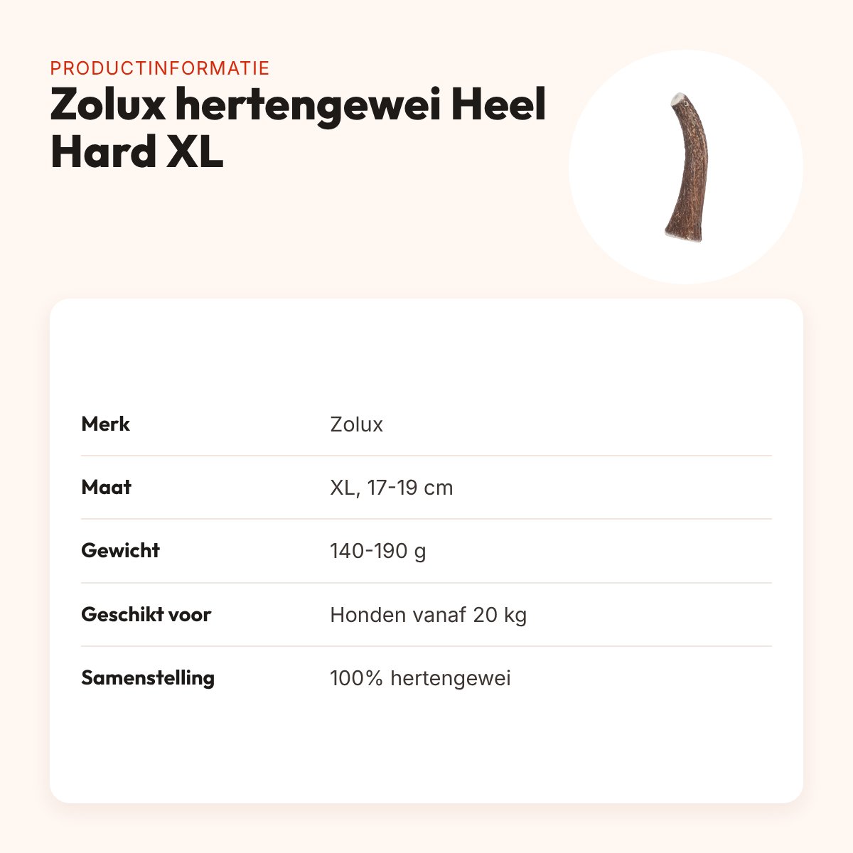 Zolux hertengewei Heel Hard maat XL – grote kauwsnack voor honden – productinformatie