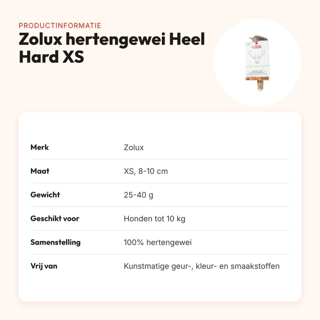 Zolux hertengewei Heel Hard maat XS – voor honden tot 10 kg – productinformatie