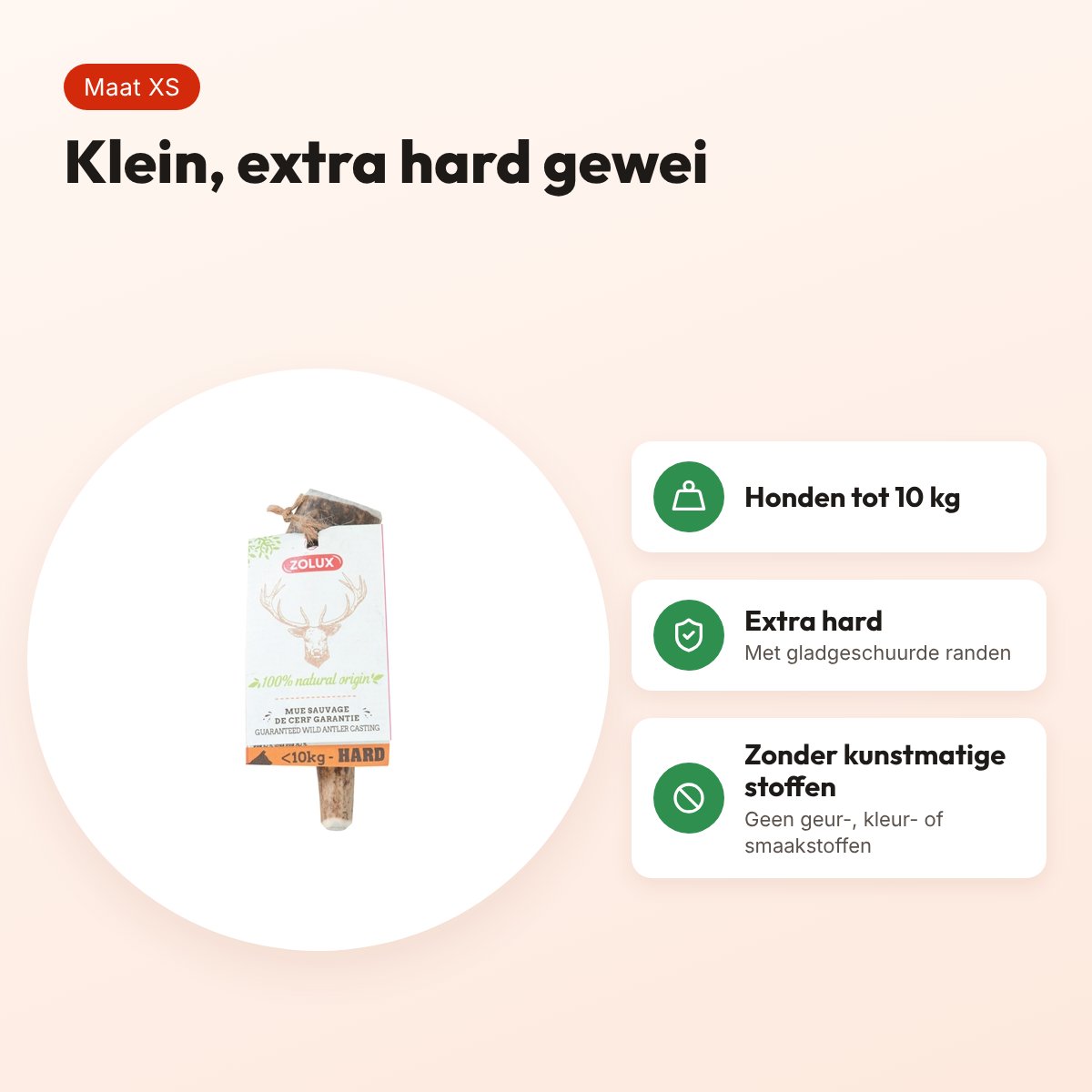 Zolux hertengewei Heel Hard maat XS – voor honden tot 10 kg – voordelen
