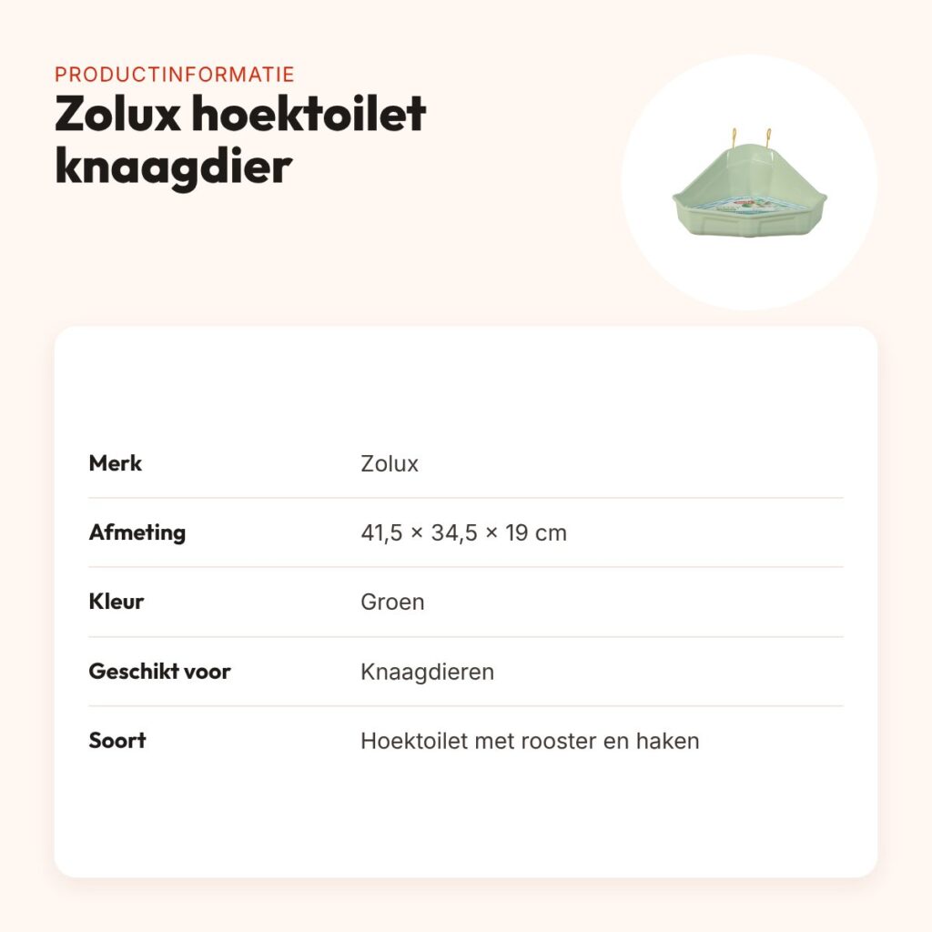 Zolux hoektoilet voor knaagdieren groen 41,5 x 34,5 x 19 cm – productinformatie