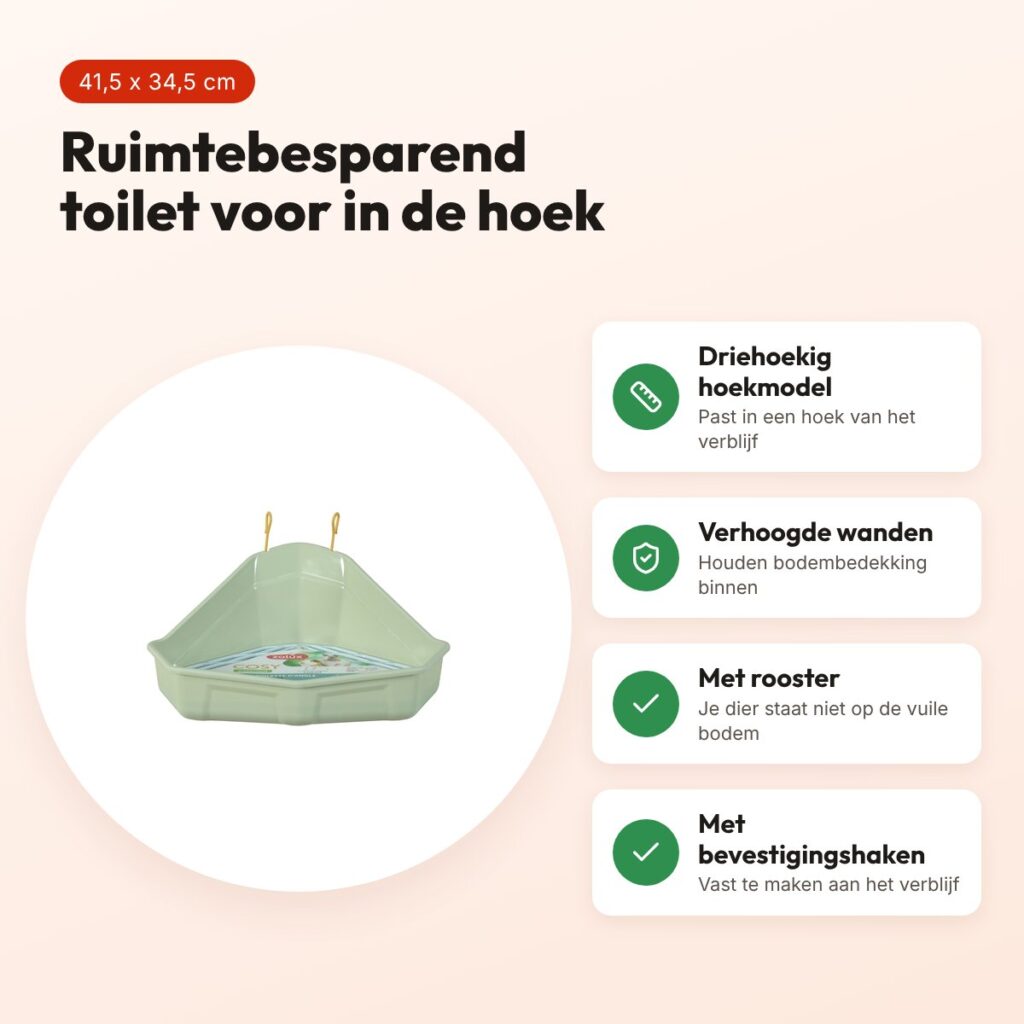 Zolux hoektoilet voor knaagdieren groen 41,5 x 34,5 x 19 cm – voordelen