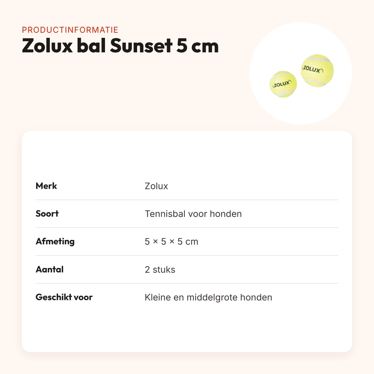 Zolux hondenbal Sunset tennisbal 5 cm – 2 stuks – productinformatie