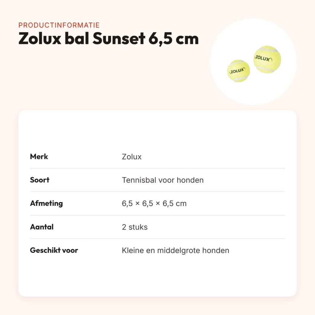 Zolux hondenbal Sunset tennisbal 6,5 cm – 2 stuks – productinformatie