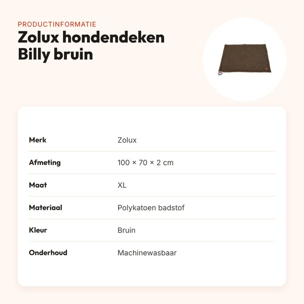 Zolux hondendeken Billy polykatoen badstof bruin 100 x 70 x 2 cm – productinformatie