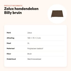 Zolux hondendeken Billy polykatoen badstof bruin 100 x 70 x 2 cm – productinformatie