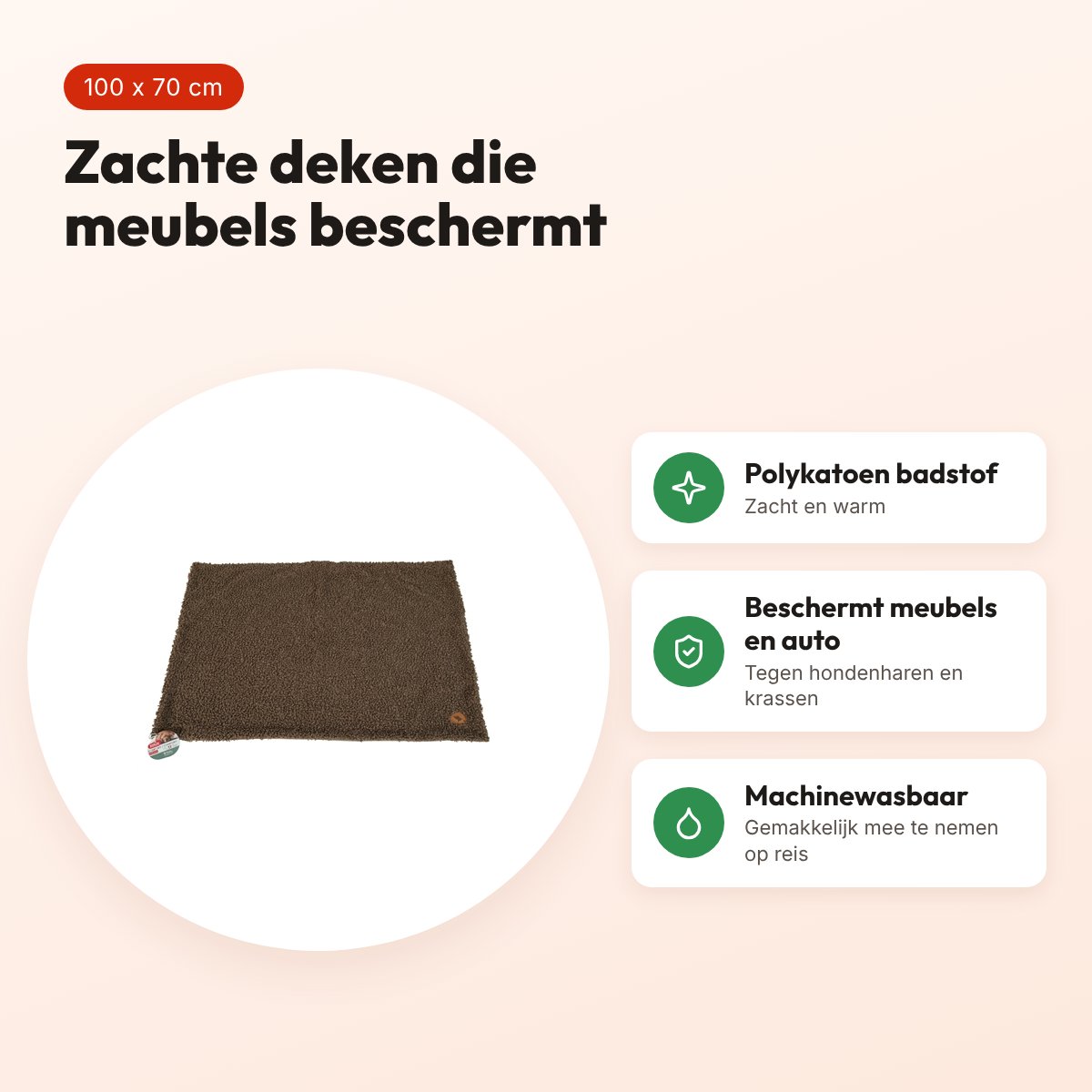 Zolux hondendeken Billy polykatoen badstof bruin 100 x 70 x 2 cm – voordelen