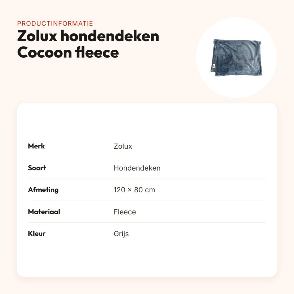 Zolux hondendeken Cocoon fleece grijs 120 x 80 cm – productinformatie