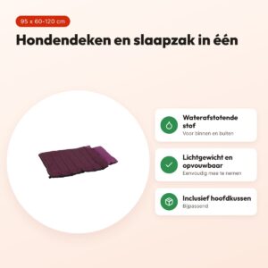 Zolux hondendeken en slaapzak 2-in-1 Bivouak rood 95 x 60-120 cm – voordelen