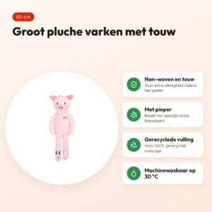 Zolux hondenknuffel Furry Farm varken Jason roze 60 x 23,5 x 9 cm – voordelen