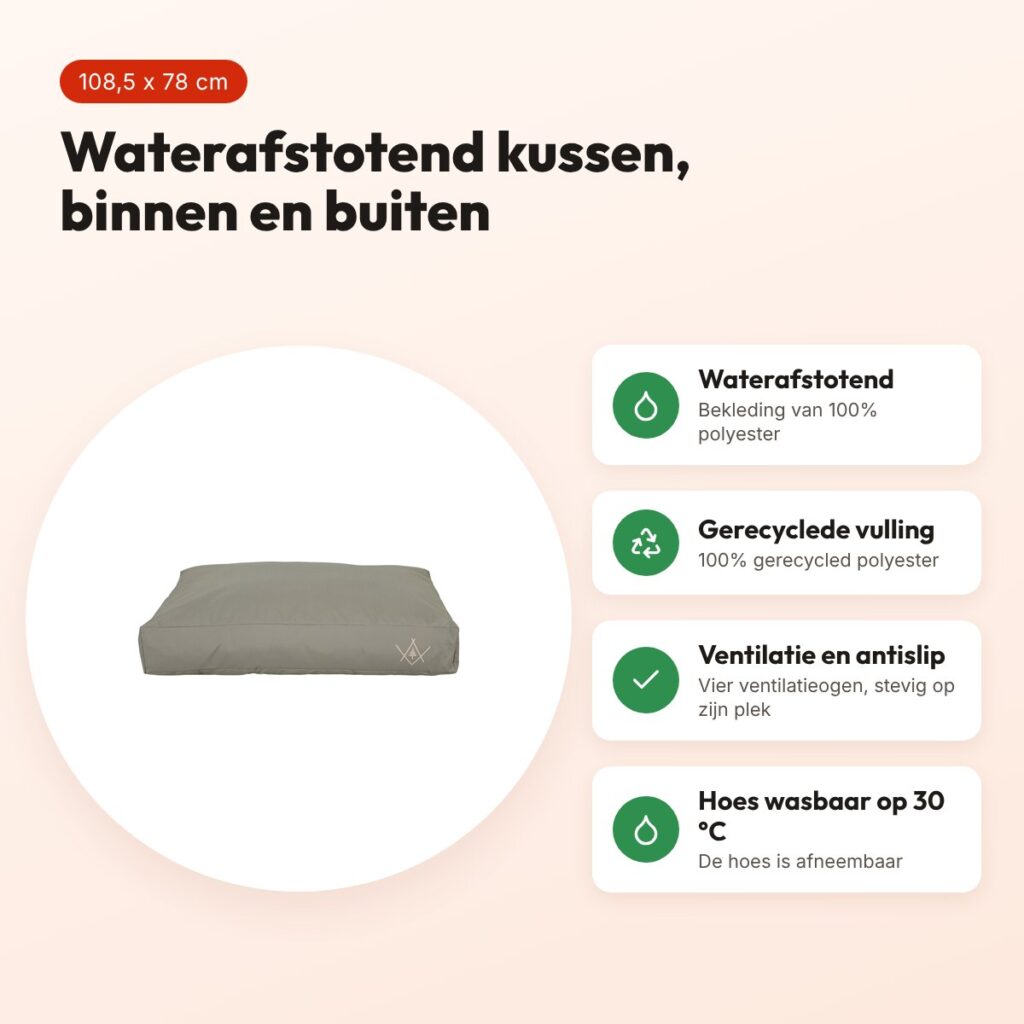 Zolux hondenkussen 4 Seasons waterafstotend khaki 108,5 x 78 x 26 cm – voordelen