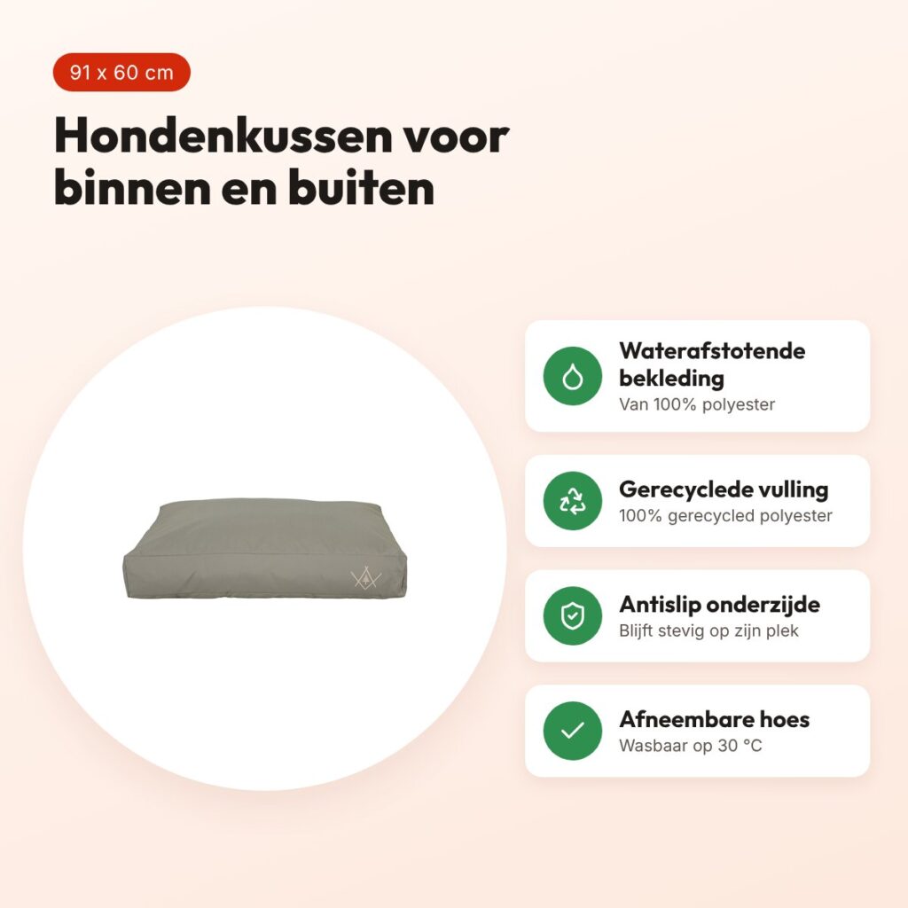 Zolux hondenkussen 4 Seasons waterafstotend khaki 91 x 60 x 23 cm – voordelen