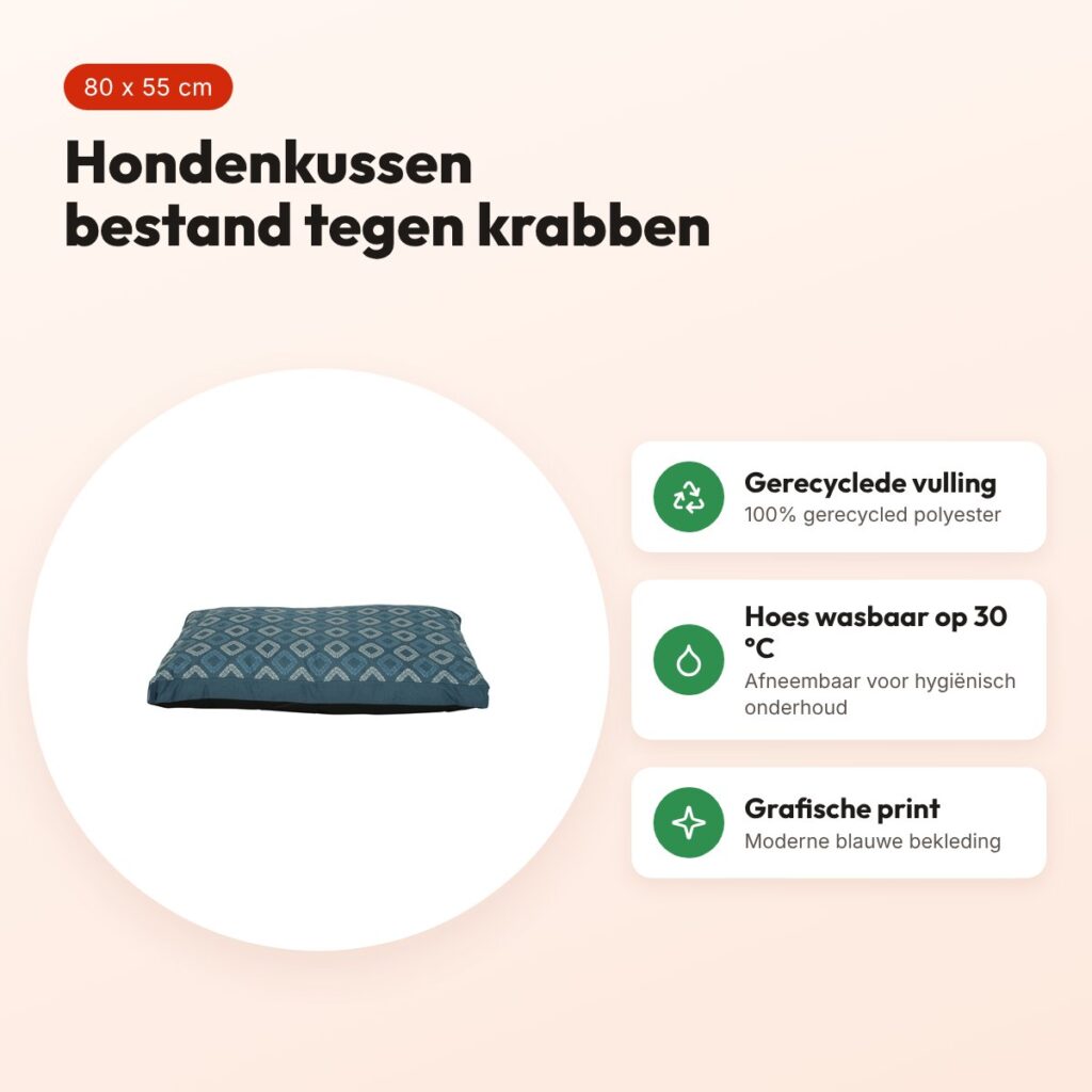 Zolux hondenkussen Sirius met print blauw 80 x 55 x 15 cm – voordelen