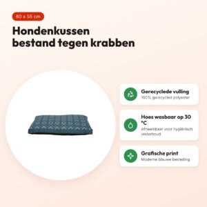Zolux hondenkussen Sirius met print blauw 80 x 55 x 15 cm – voordelen