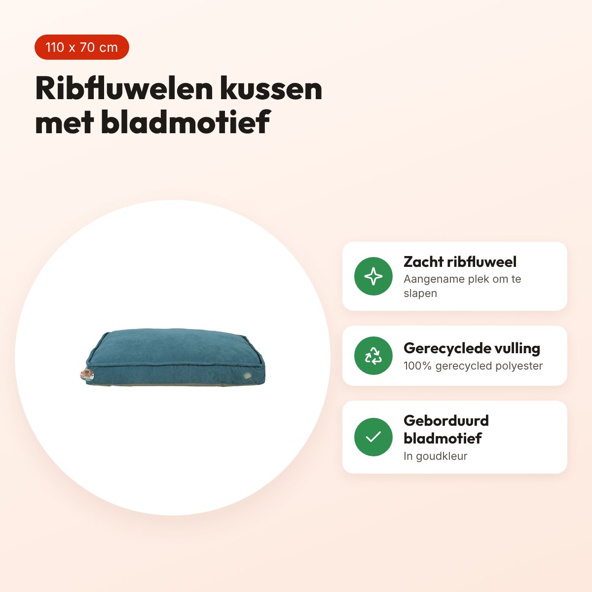 Zolux hondenkussen Toscane ribfluweel blauw 110 x 70 x 20 cm – voordelen
