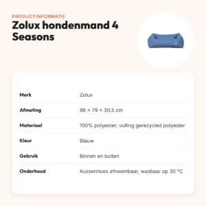 Zolux hondenmand 4 Seasons waterafstotend blauw 96 x 79 x 30,5 cm – productinformatie