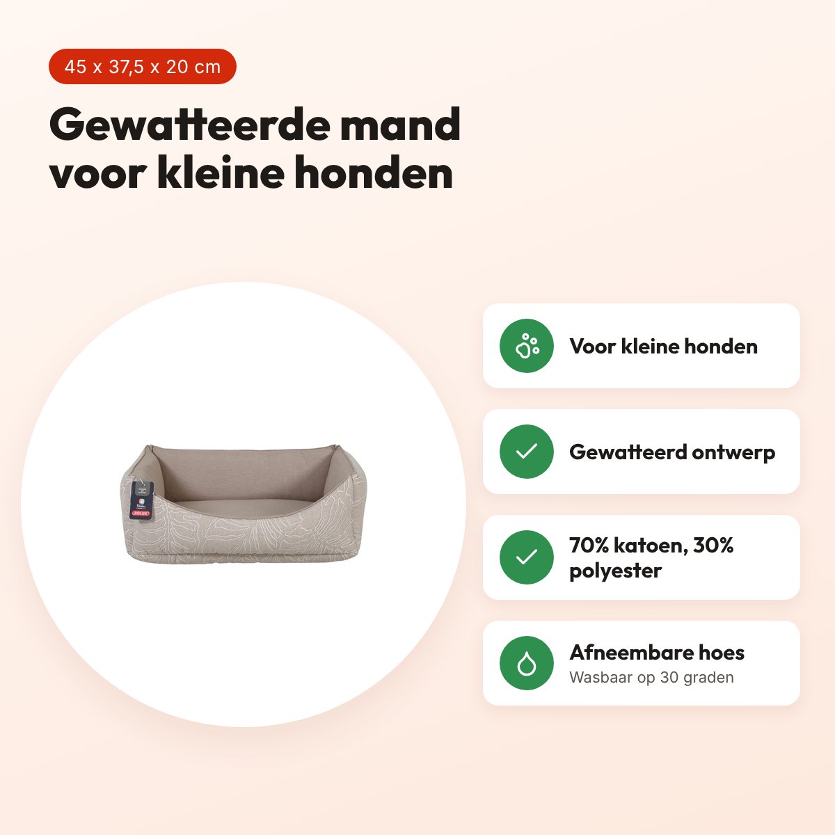Zolux hondenmand Naya taupe 45 cm – gewatteerd, voor kleine honden – voordelen