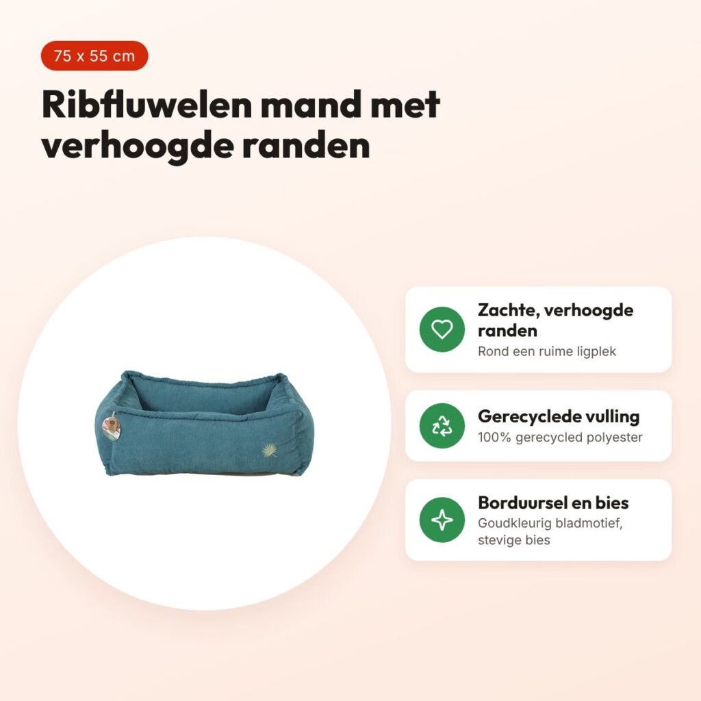 Zolux hondenmand Toscane ribfluweel blauw 75 x 55 x 25 cm – voordelen