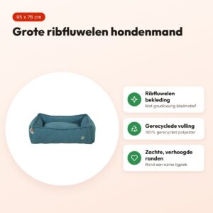 Zolux hondenmand Toscane ribfluweel blauw 95 x 76 x 29 cm – voordelen