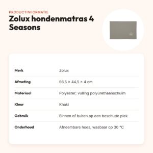 Zolux hondenmatras 4 Seasons waterafstotend khaki 66,5 x 44,5 x 4 cm – productinformatie