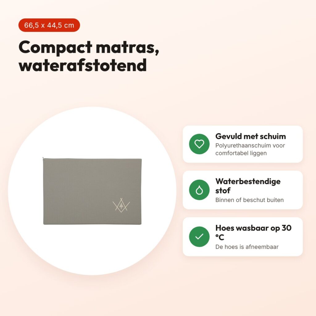 Zolux hondenmatras 4 Seasons waterafstotend khaki 66,5 x 44,5 x 4 cm – voordelen