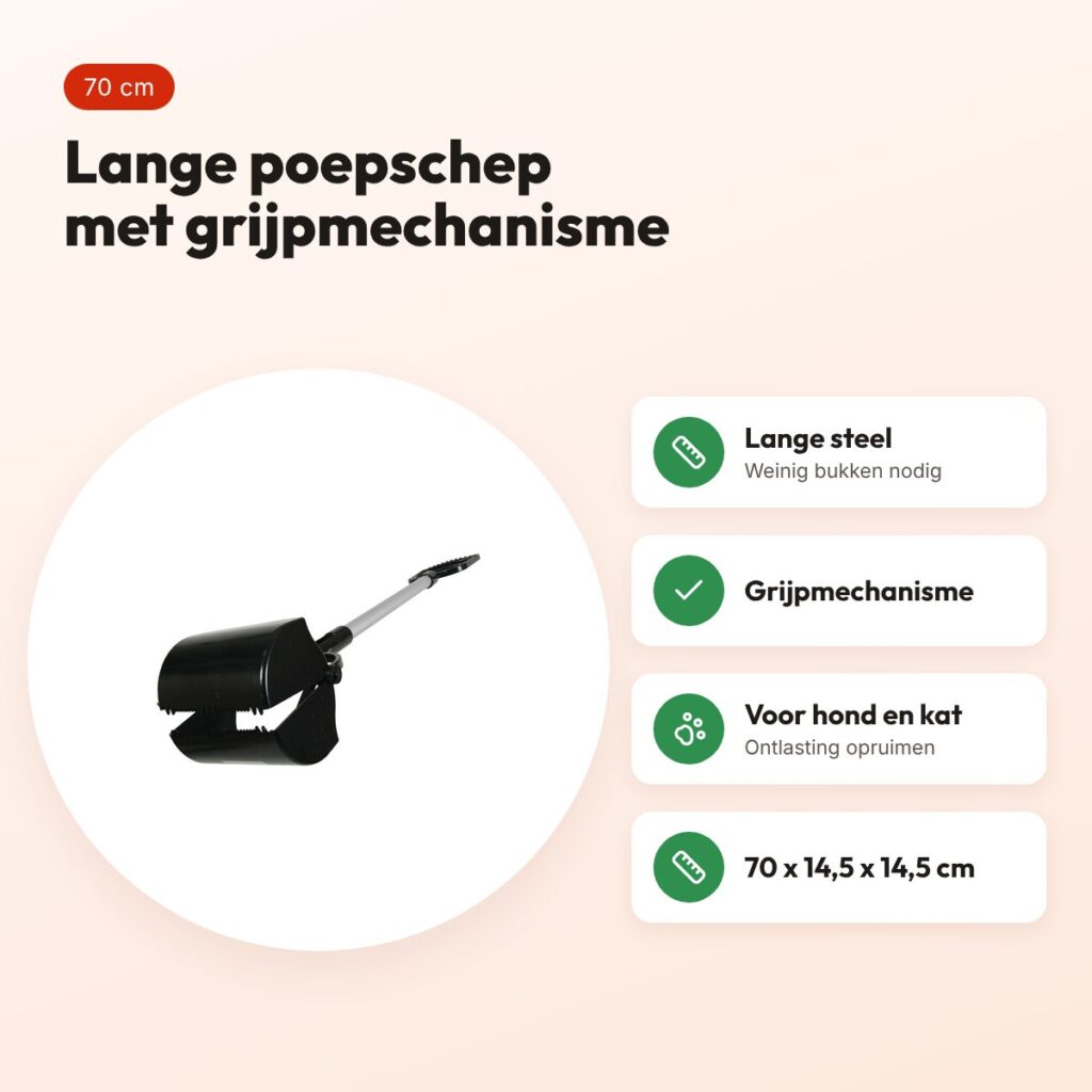 Zolux hondenpoepschep 70 cm – met grijpmechanisme – voordelen
