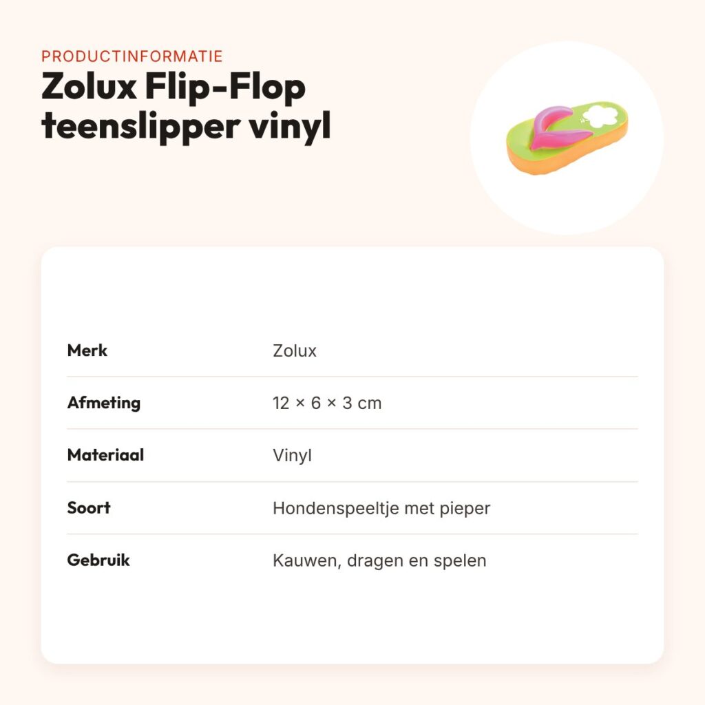 Zolux hondenspeeltje Flip-Flop teenslipper vinyl 12 cm – met pieper – productinformatie