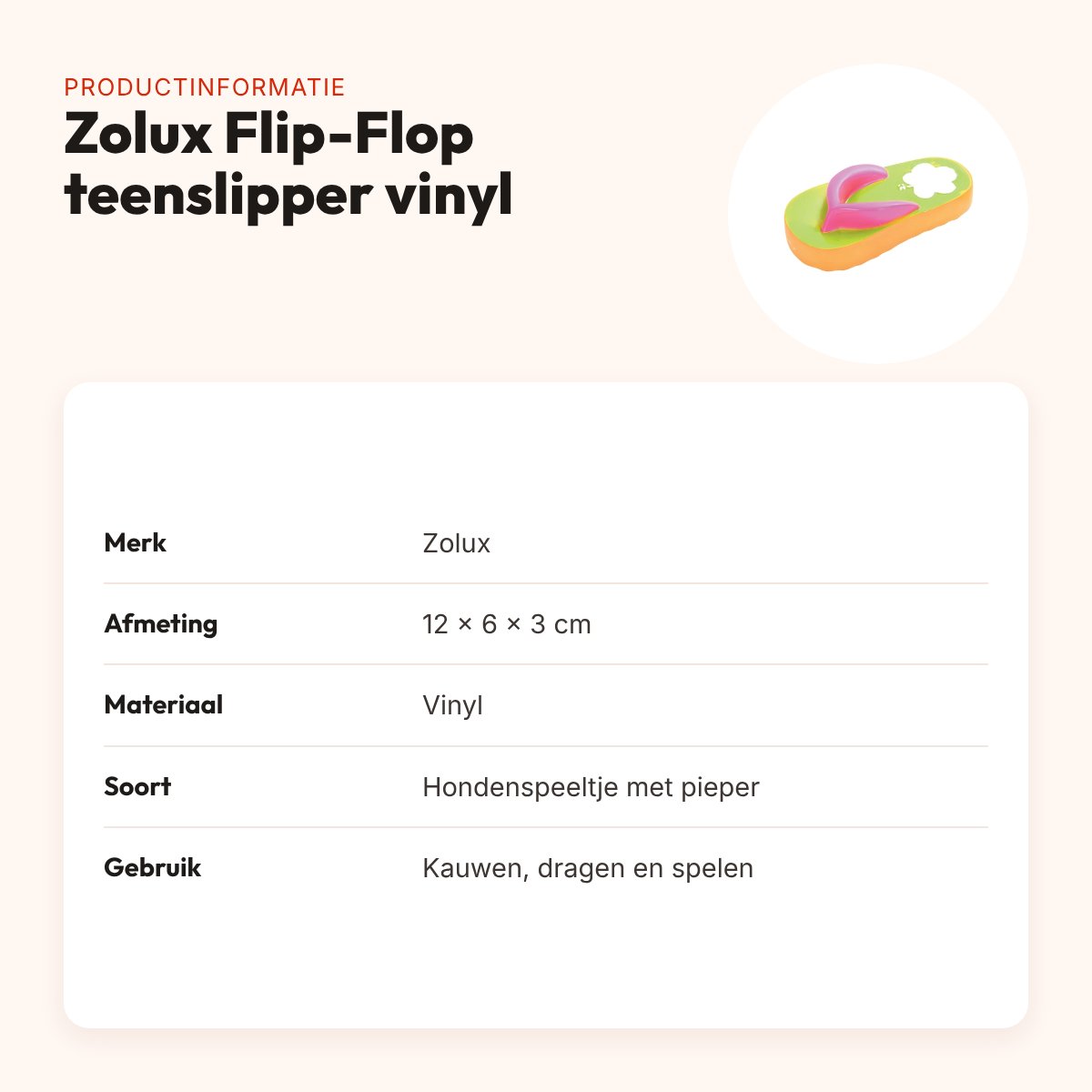 Zolux hondenspeeltje Flip-Flop teenslipper vinyl 12 cm – met pieper – productinformatie