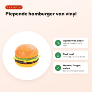 Zolux hondenspeeltje hamburger van vinyl 8 x 8 x 6,5 cm – met pieper – voordelen