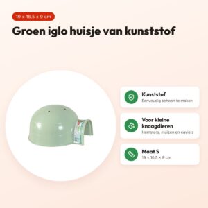 Zolux iglo knaagdier groen S 19 x 16,5 x 9 cm – kunststof huisje – voordelen