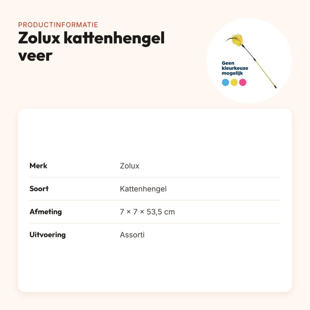 Zolux kattenhengel veer assorti 7 x 7 x 53,5 cm – met belletje – productinformatie