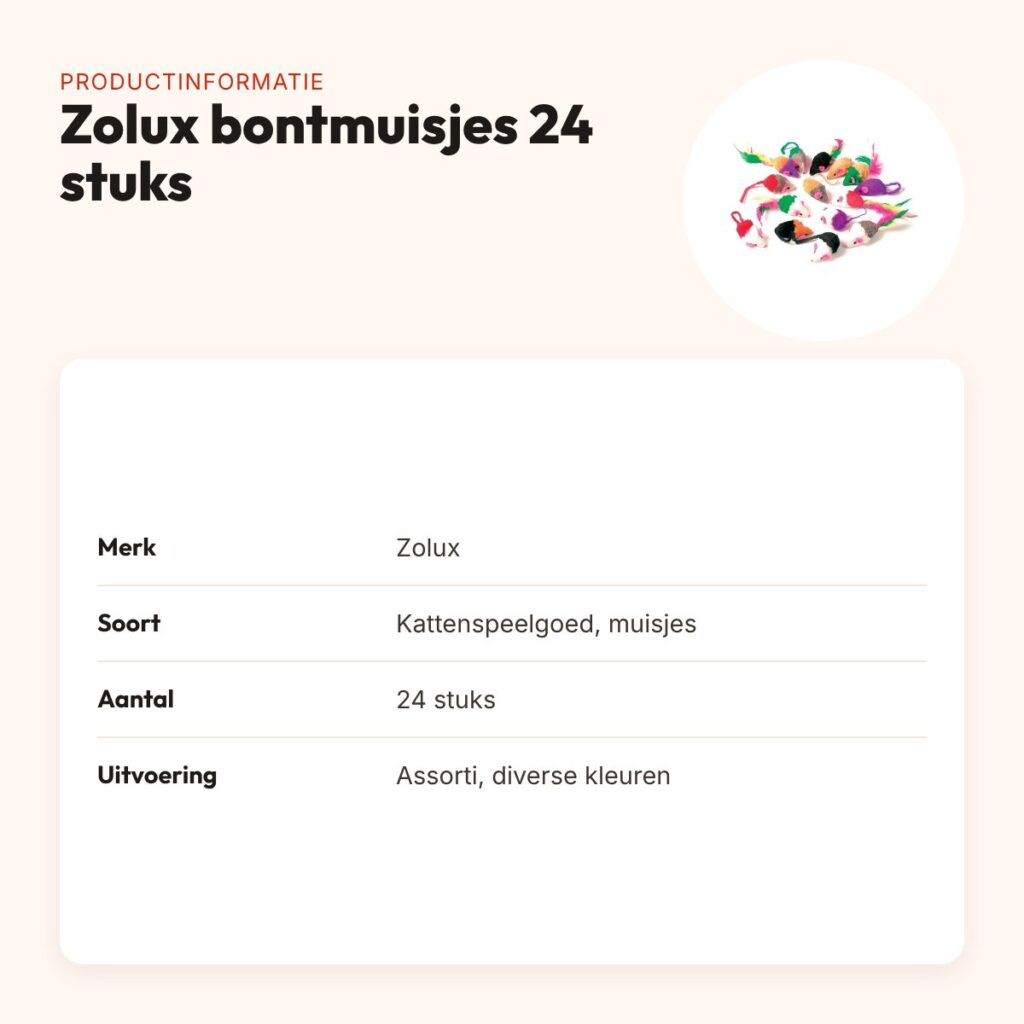 Zolux kattenspeelgoed bontmuisjes assorti – 24 stuks – productinformatie
