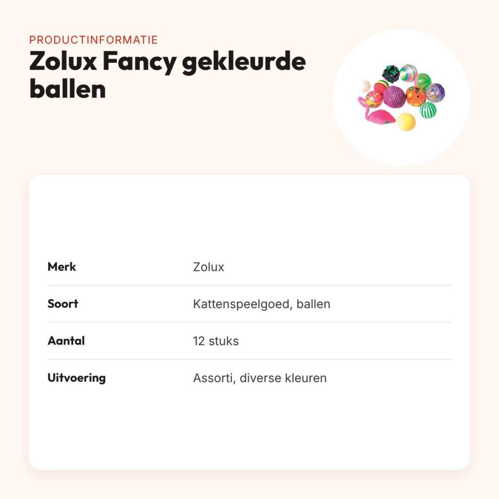 Zolux kattenspeelgoed Fancy gekleurde ballen assorti – 12 stuks – productinformatie