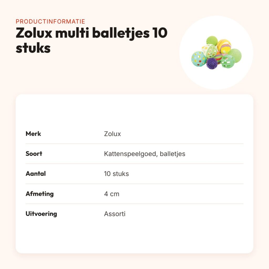 Zolux kattenspeelgoed multi assorti balletjes 4 cm – 10 stuks – productinformatie
